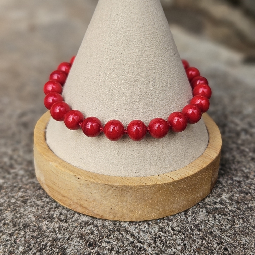 Monet Vintage Red Beaded Bracelet Women's Jewelry Statement Colorful